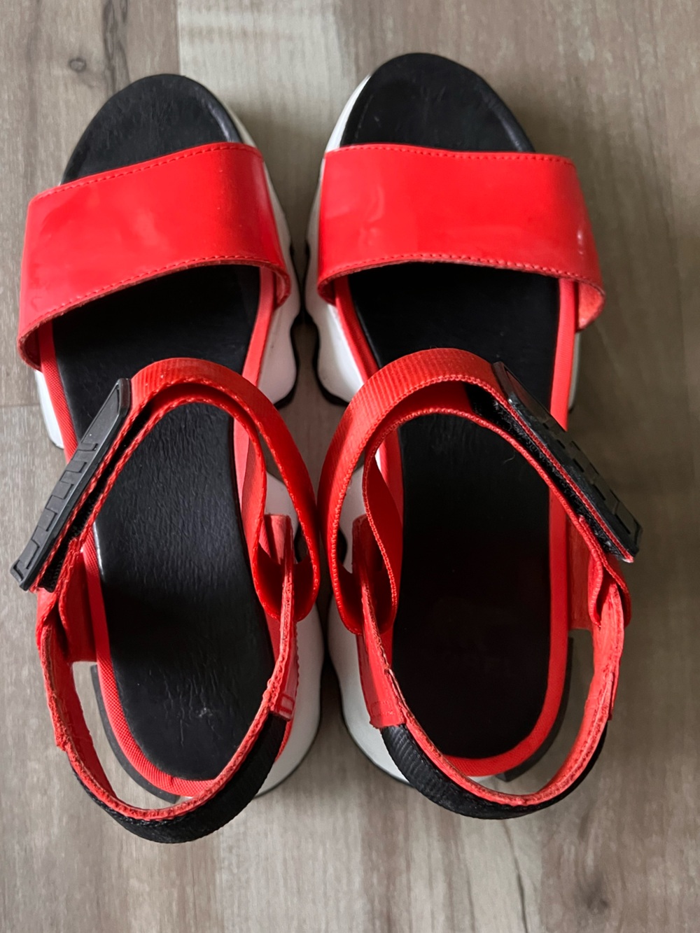 Sorel Red and Black Kinetic Impact Sandals - Picture 5 of 7